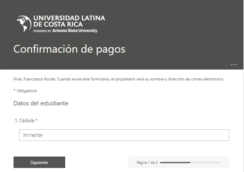 Ingres&aacute; los datos de la c&eacute;dula
